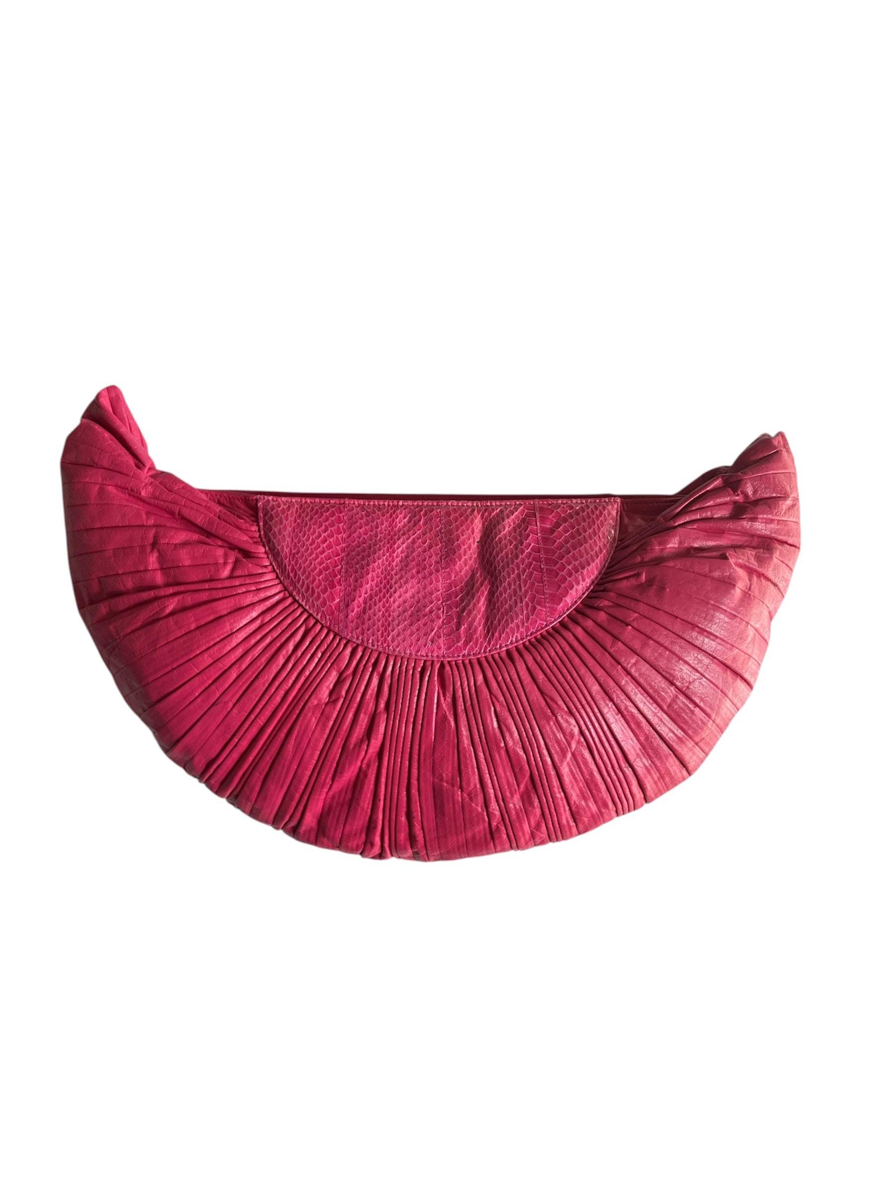 Vintage 80s Leather Snakeskin Half Moon Purse
