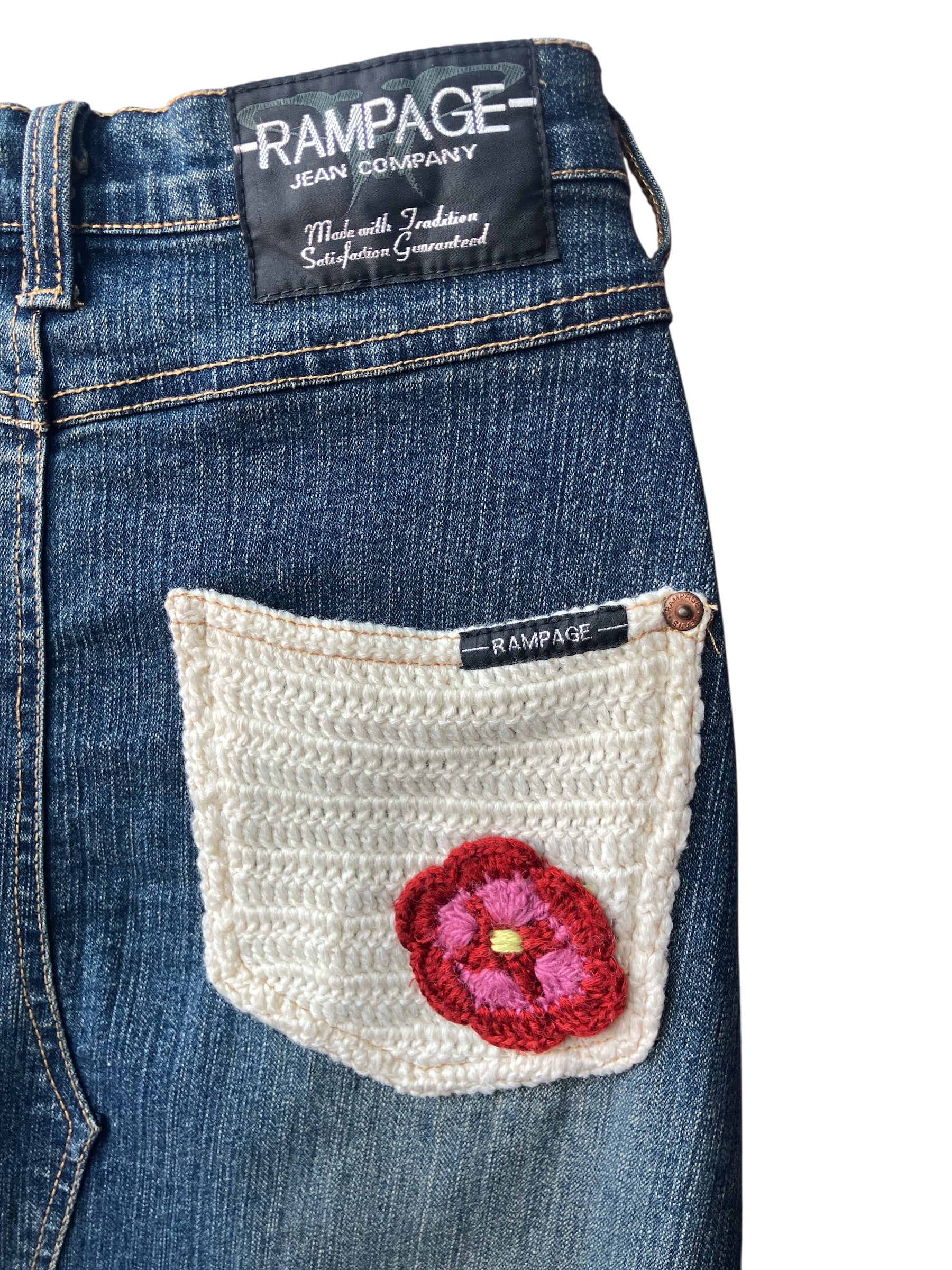 Vintage Y2K Rare Rampage Crotchet Denim Skirt