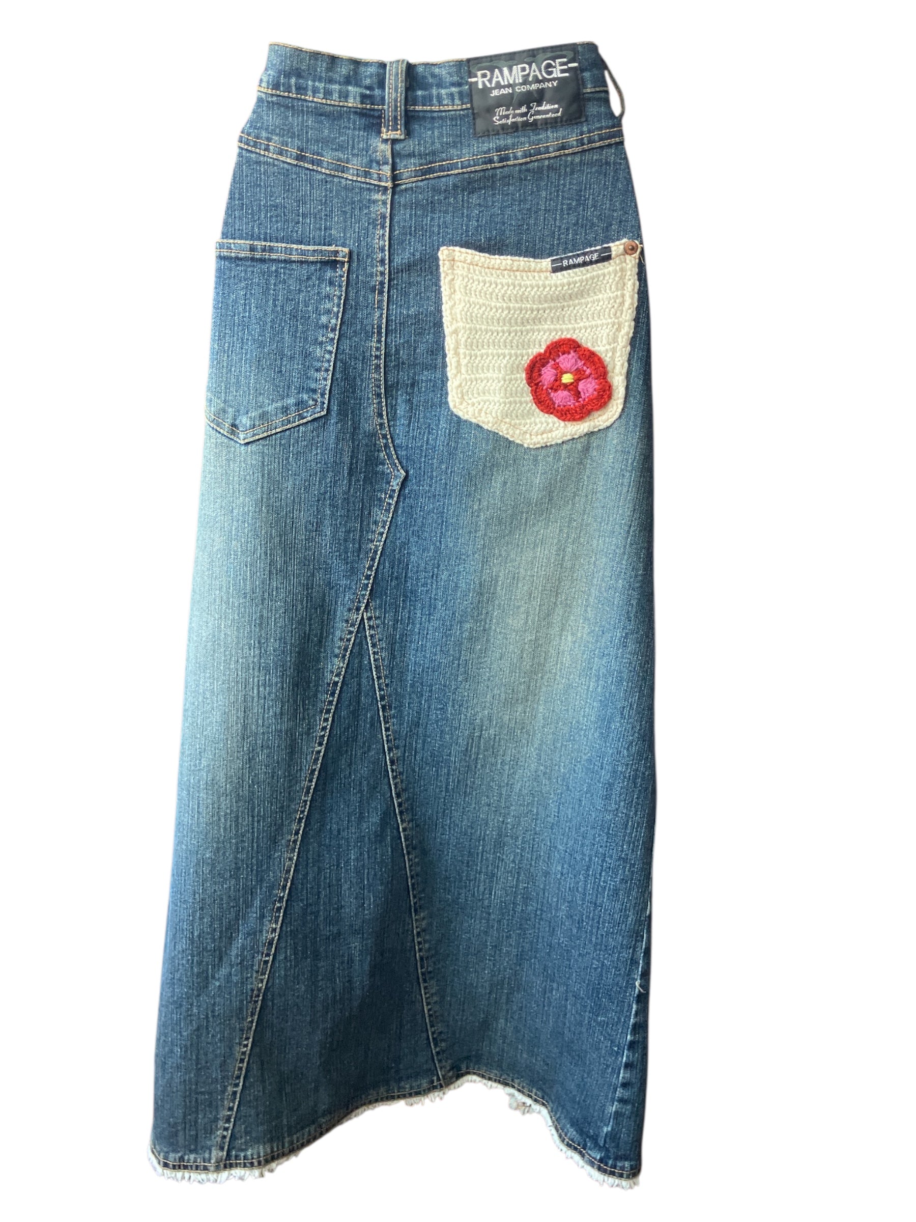 Vintage Y2K Rare Rampage Crotchet Denim Skirt