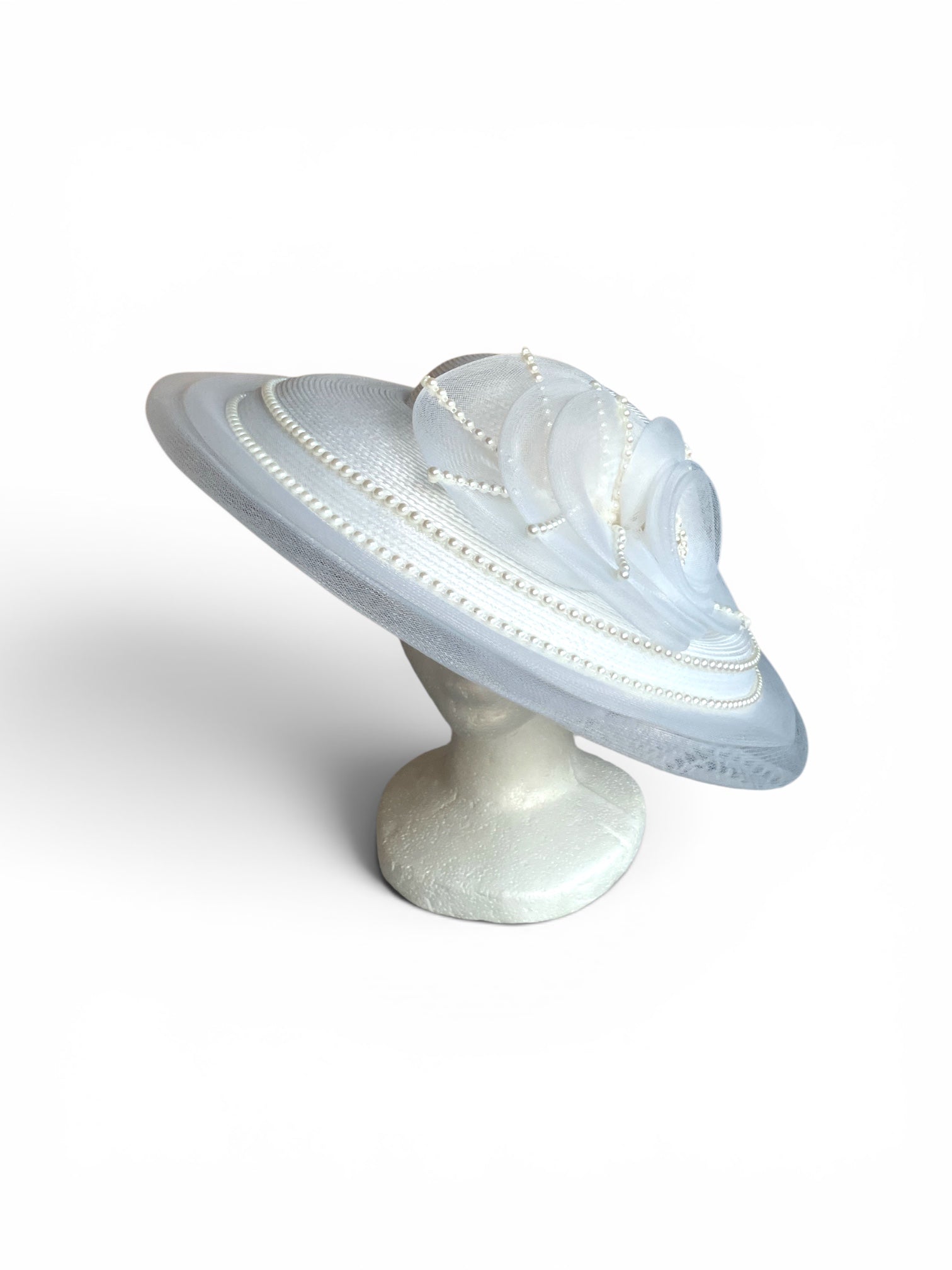 Vintage Straw Pearl Nylon Fascinator Hat