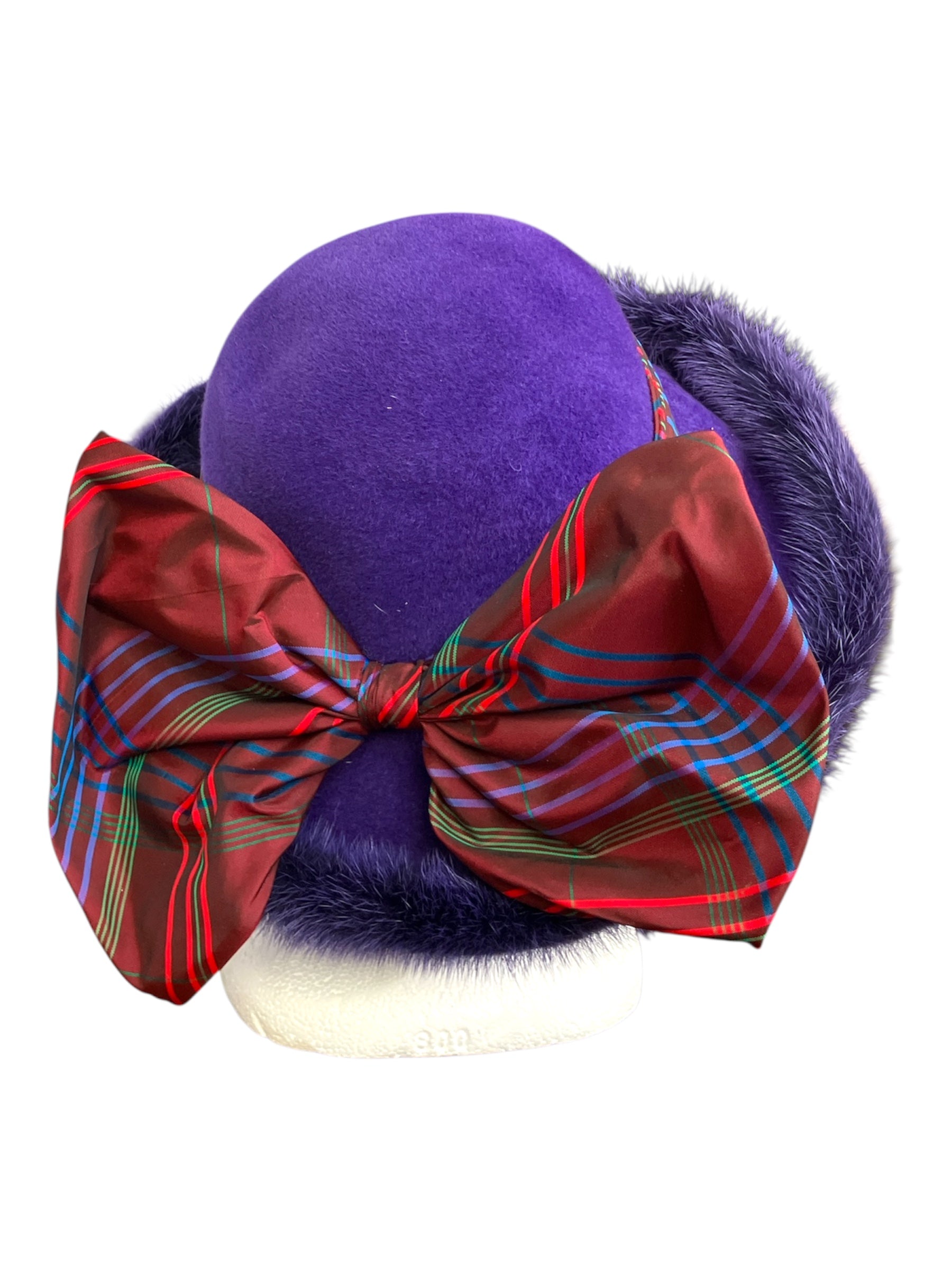 Purple 1980s Purple Mink Fur Wool Hat