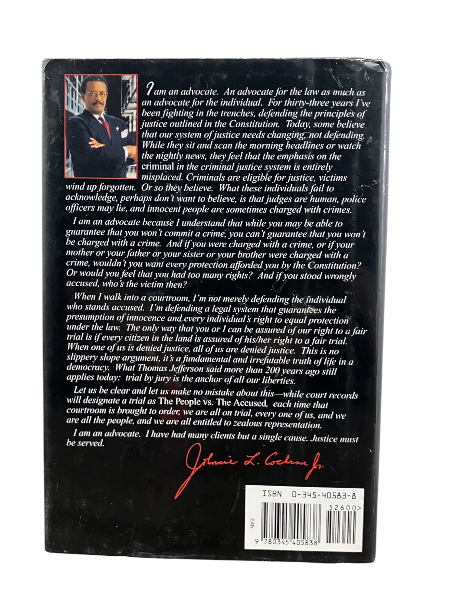 Vintage 1996 Johnnie Cochran Book