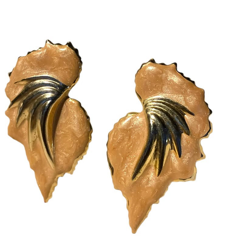 Vintage RARE 80s Peach Gold Hardware Earrings