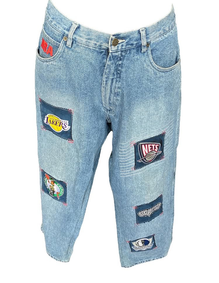 Vintage Y2K NBA Patchwork Denim