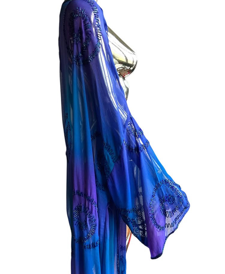 Vintage 90s Hand-Beaded Sheer Duster