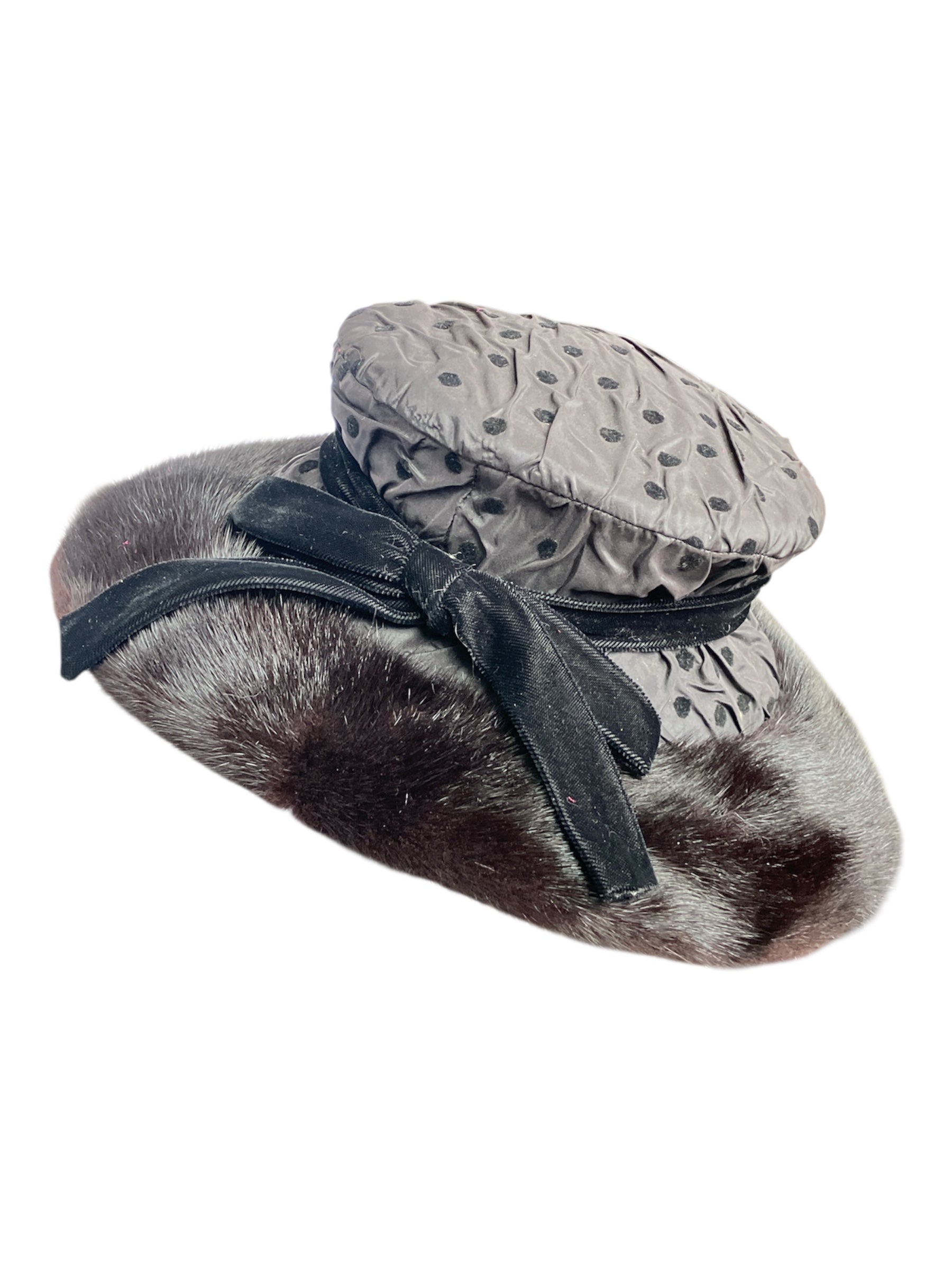 Vintage 1920s Mink Fur Pooka Dot Hat