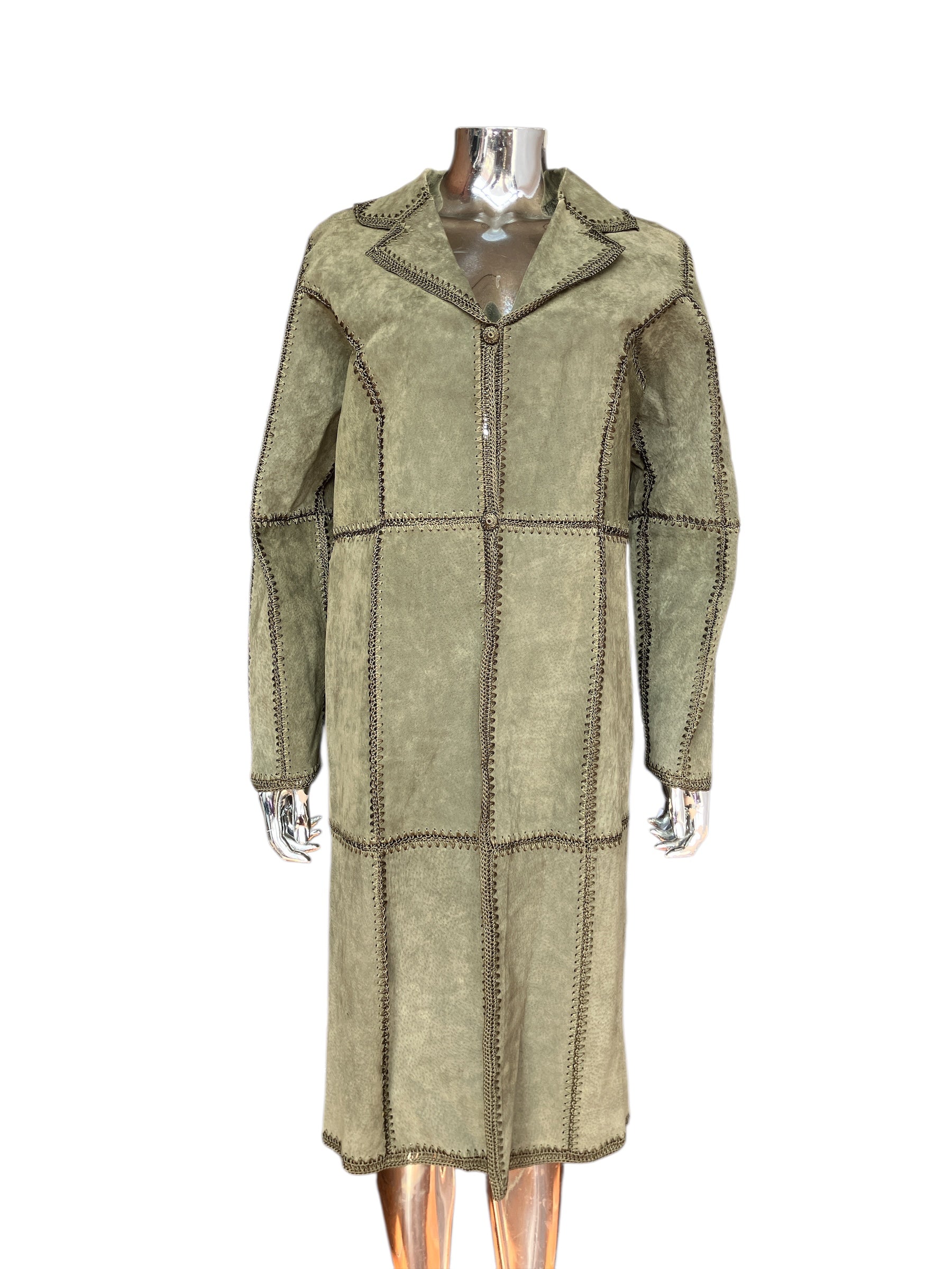 Vintage Y2K Leather Suede Trench Coat