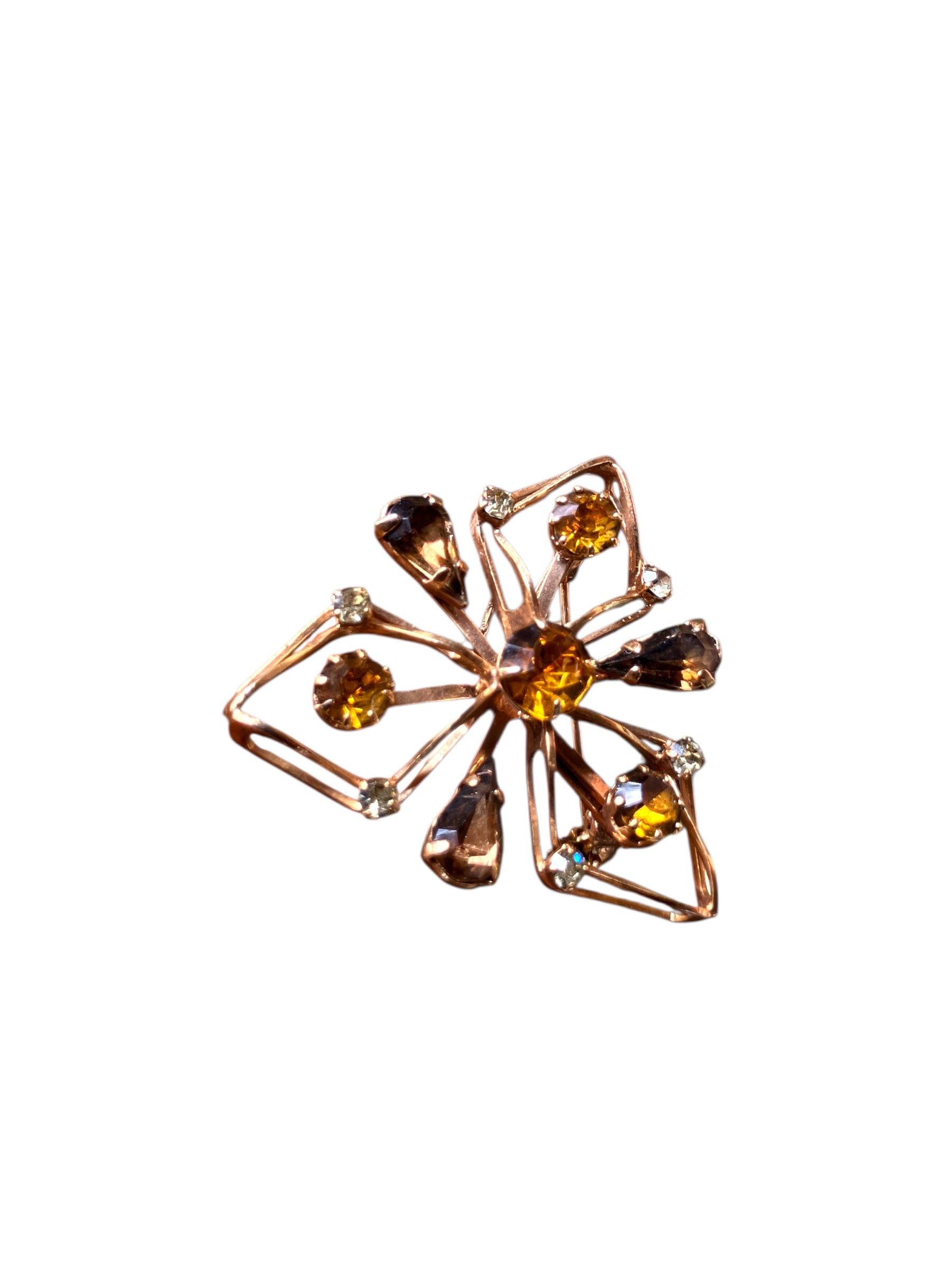 Vintage Brown Rhinestone Brooche