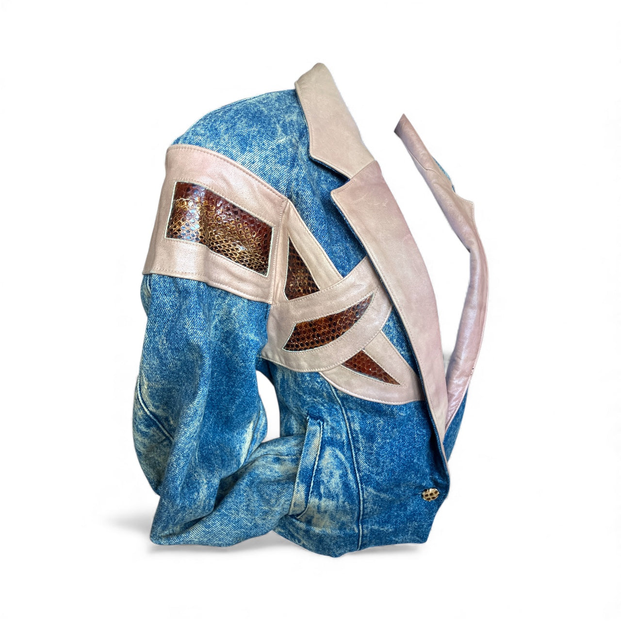 Vintage 1980s Denim Acidwash Snakeskin Jacket