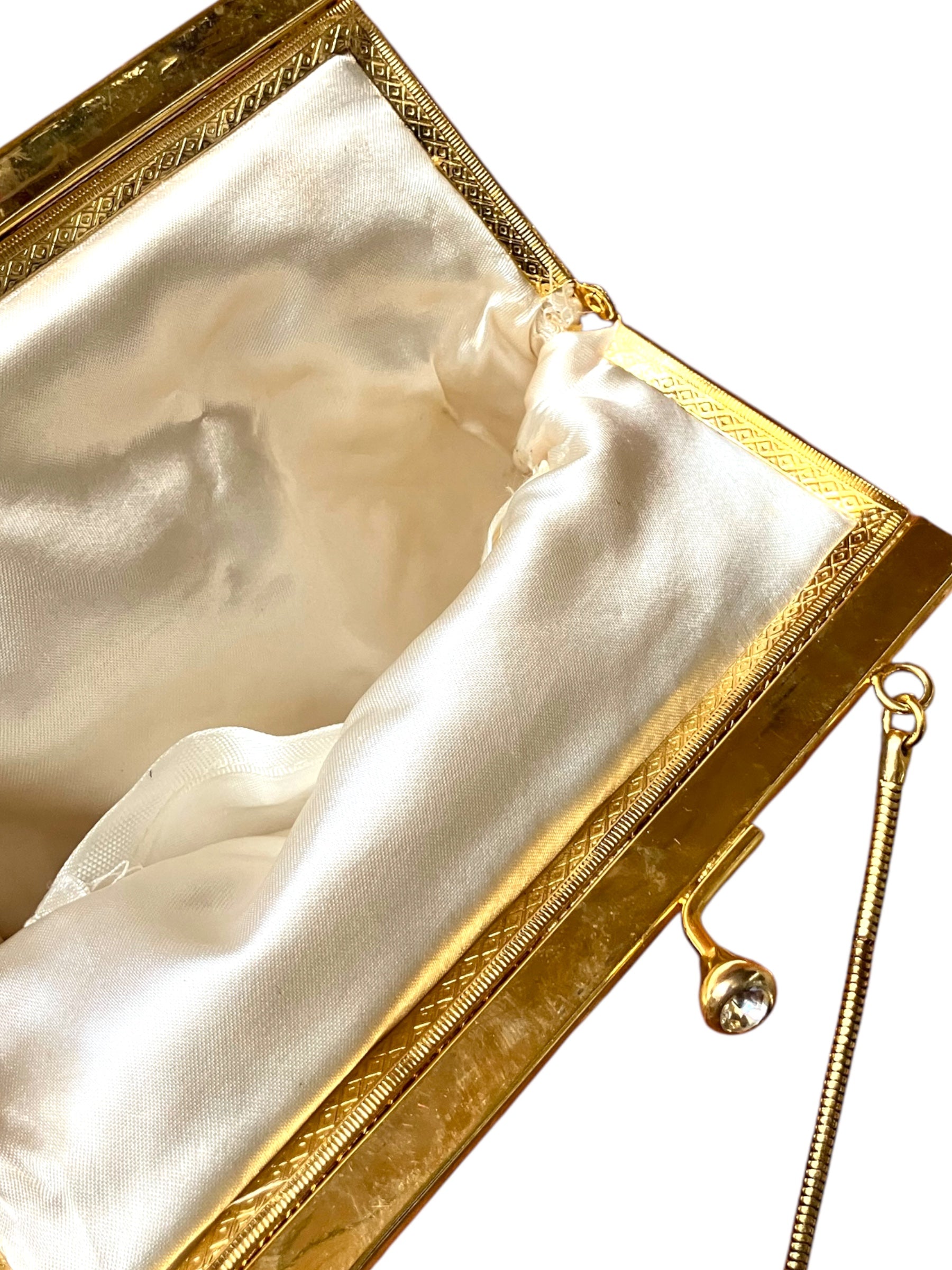 Vintage Mid-Century Gold Faux Pearl Purse