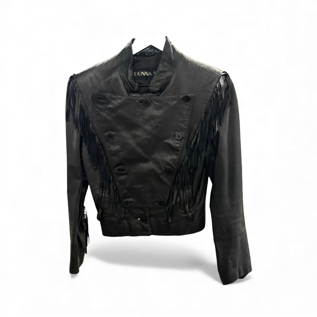 Vintage 1990s Donna Sacs Leather Cropped Jacket