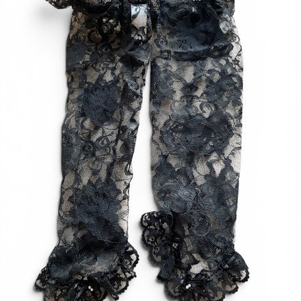 Vintage 1980s Black Bridal Lace Gloves