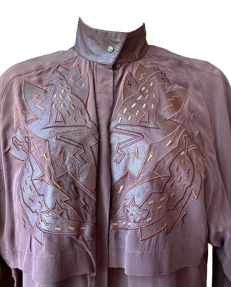 Vintage Rare Leather Silk blouse