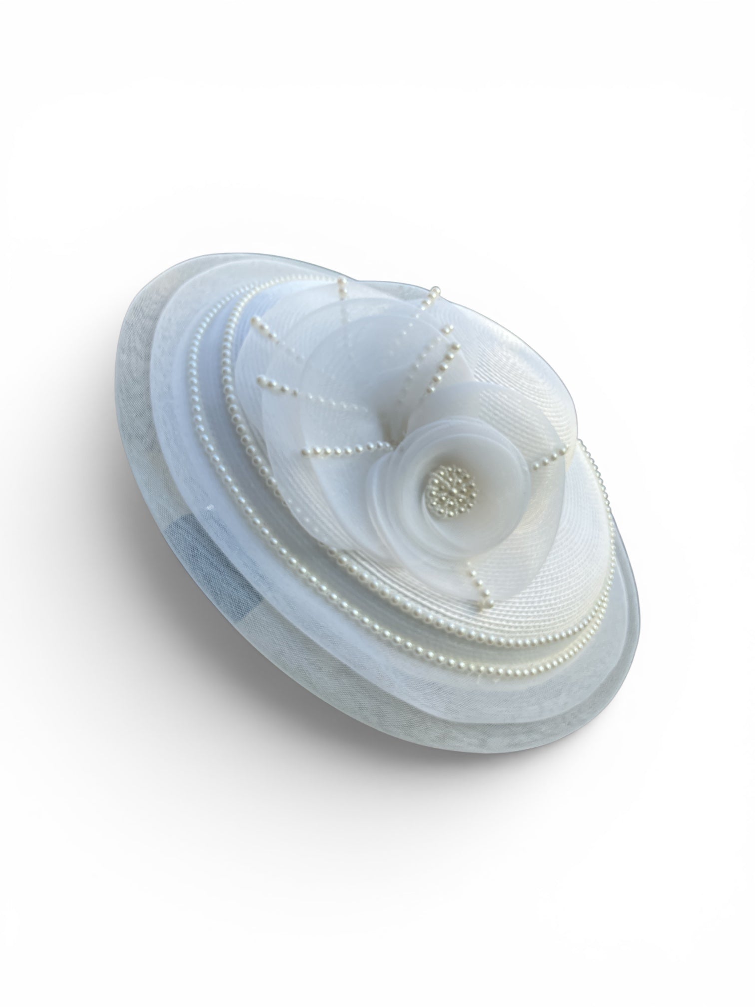 Vintage Straw Pearl Nylon Fascinator Hat