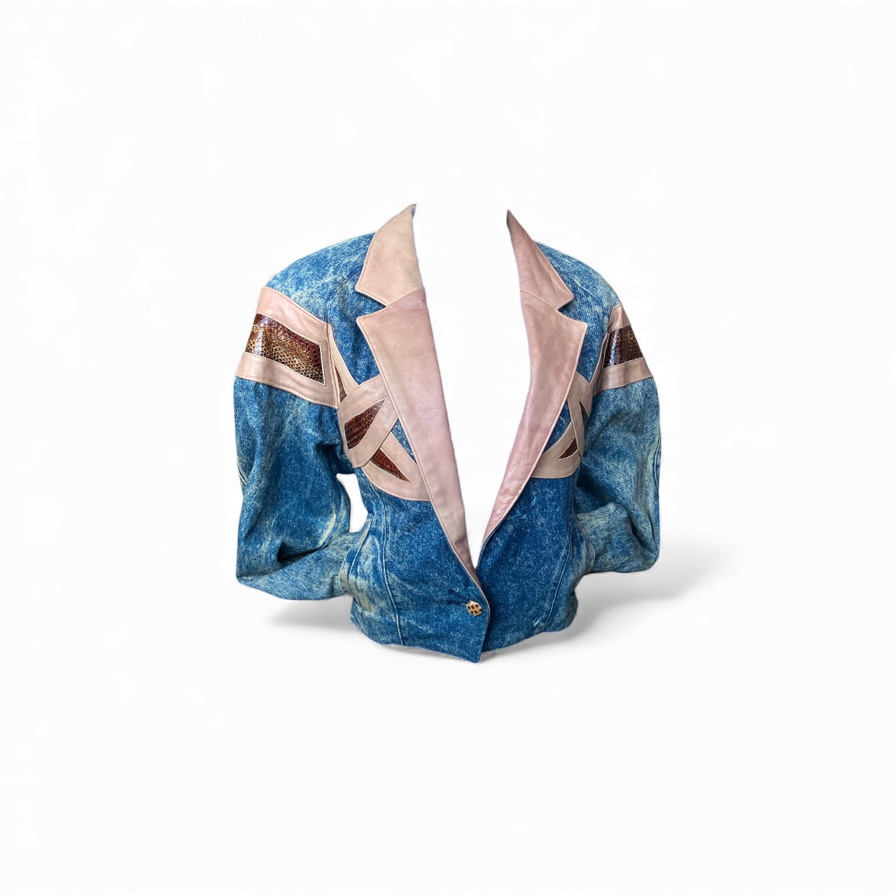 Vintage 1980s Denim Acidwash Snakeskin Jacket