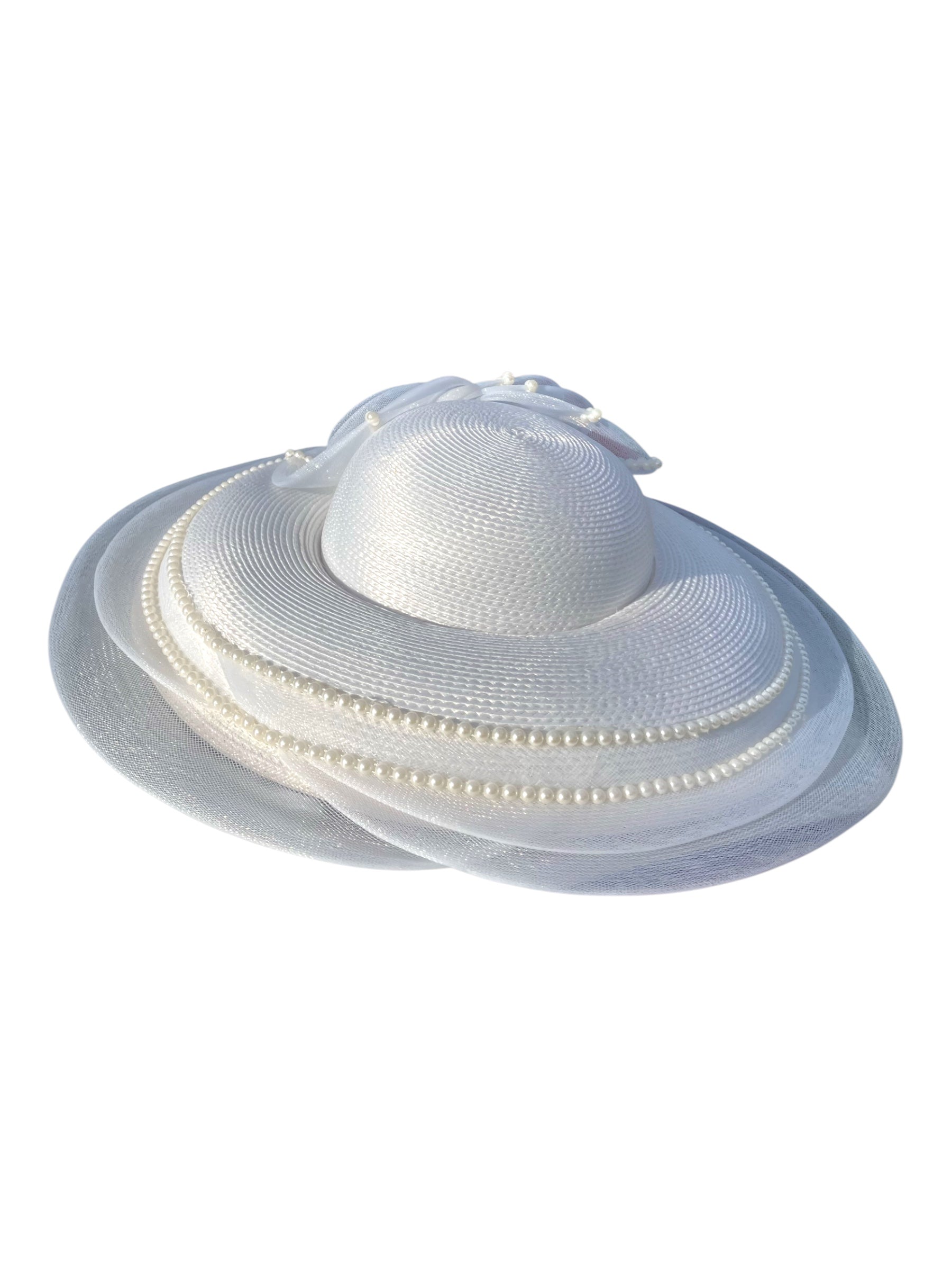 Vintage Straw Pearl Nylon Fascinator Hat