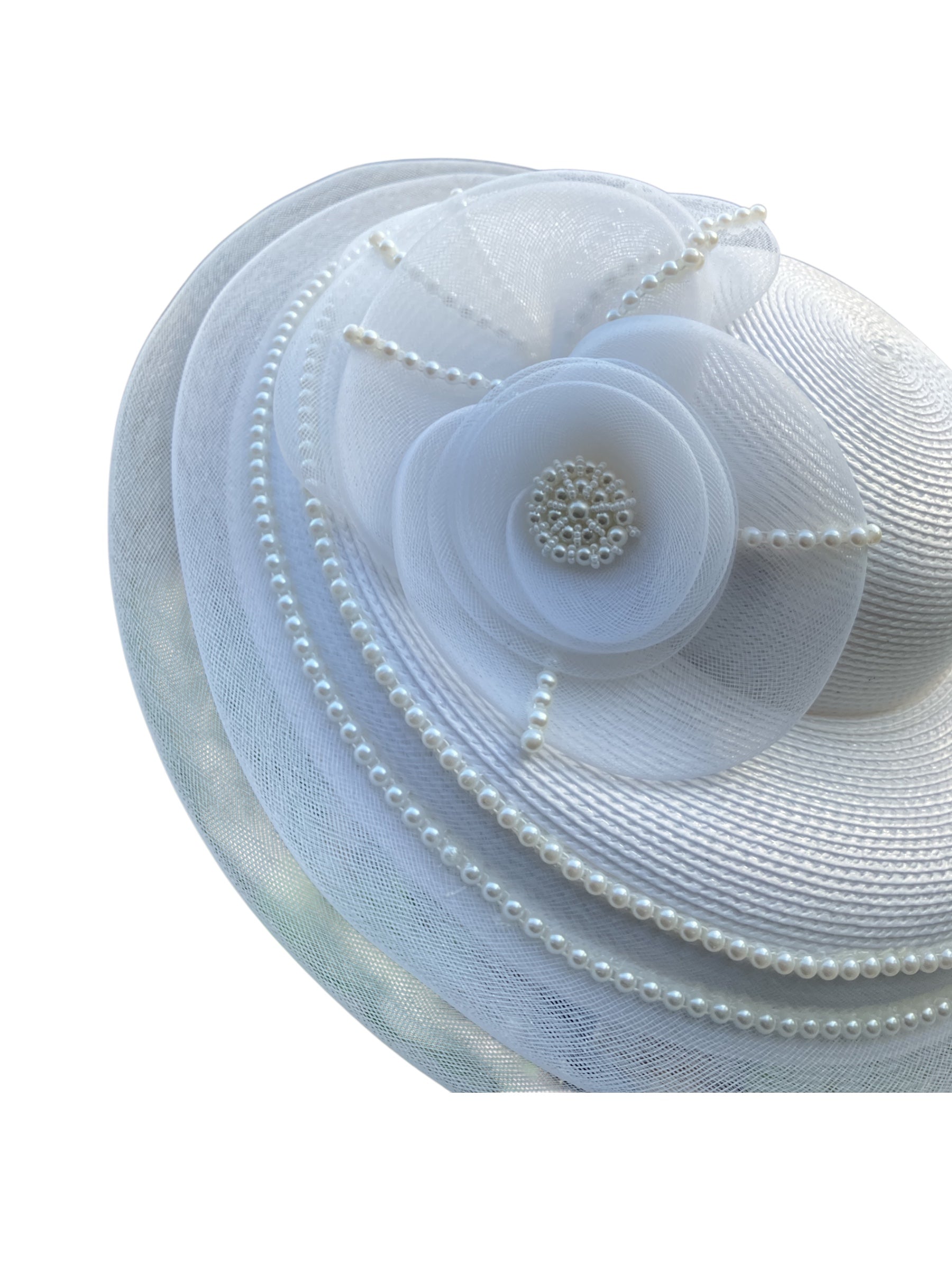 Vintage Straw Pearl Nylon Fascinator Hat