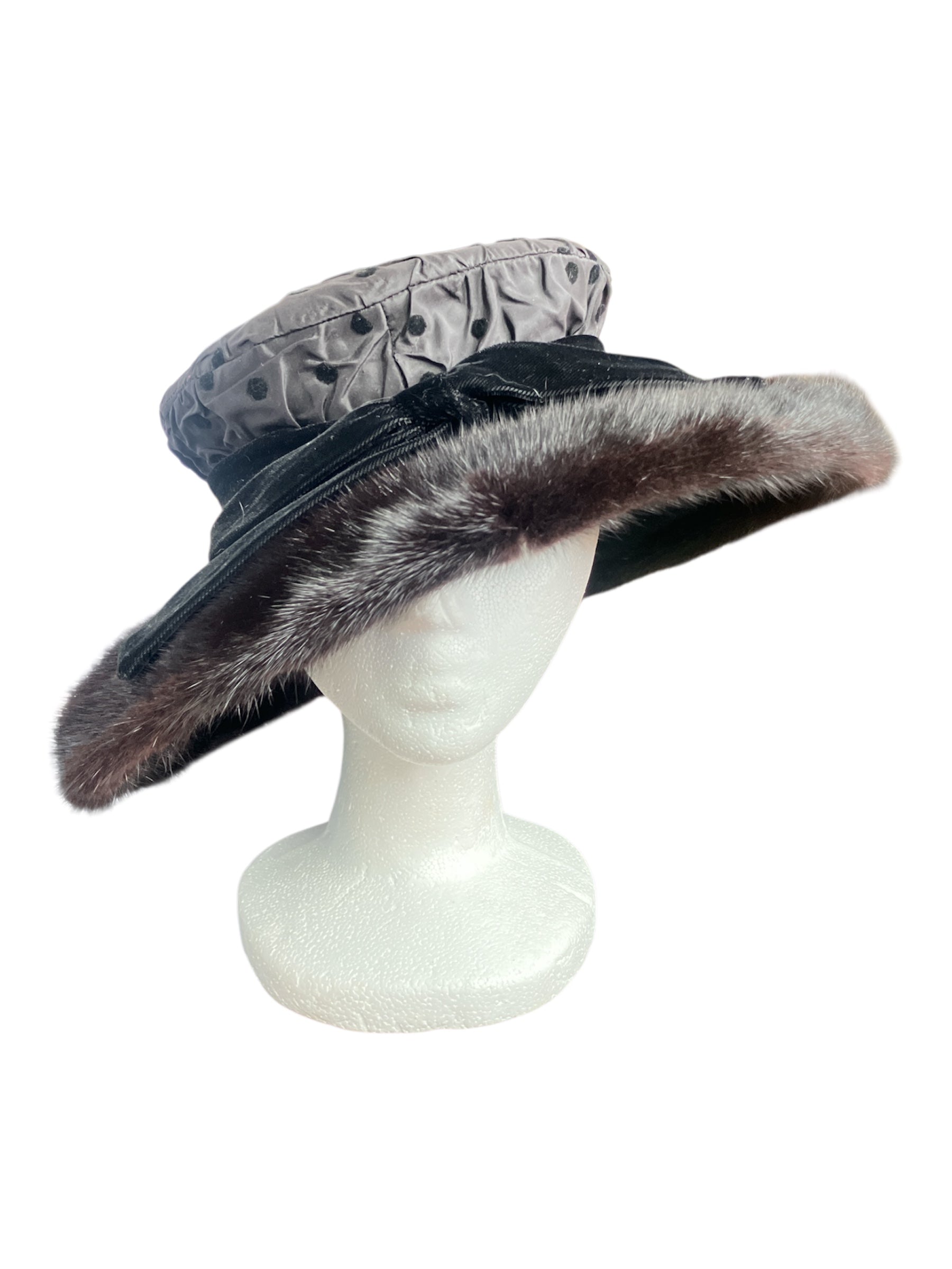 Vintage 1920s Mink Fur Pooka Dot Hat