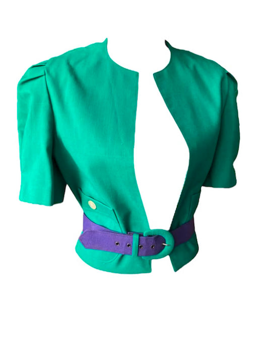 Vintage 80s Cropped Belted Jacket