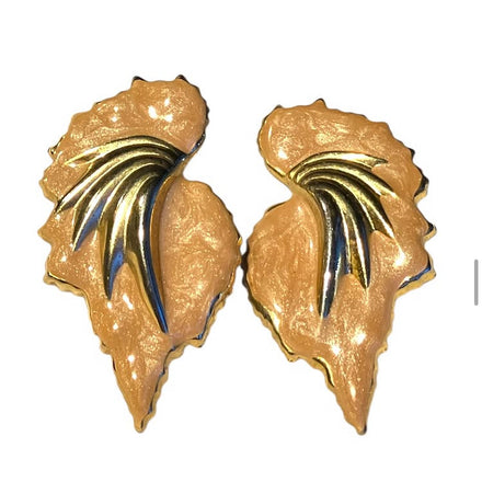 Vintage RARE 80s Peach Gold Hardware Earrings