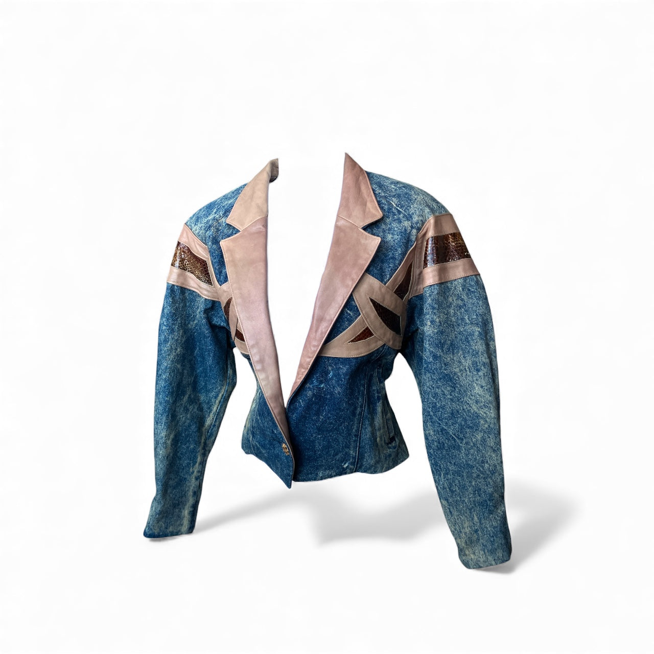 Vintage 1980s Denim Acidwash Snakeskin Jacket