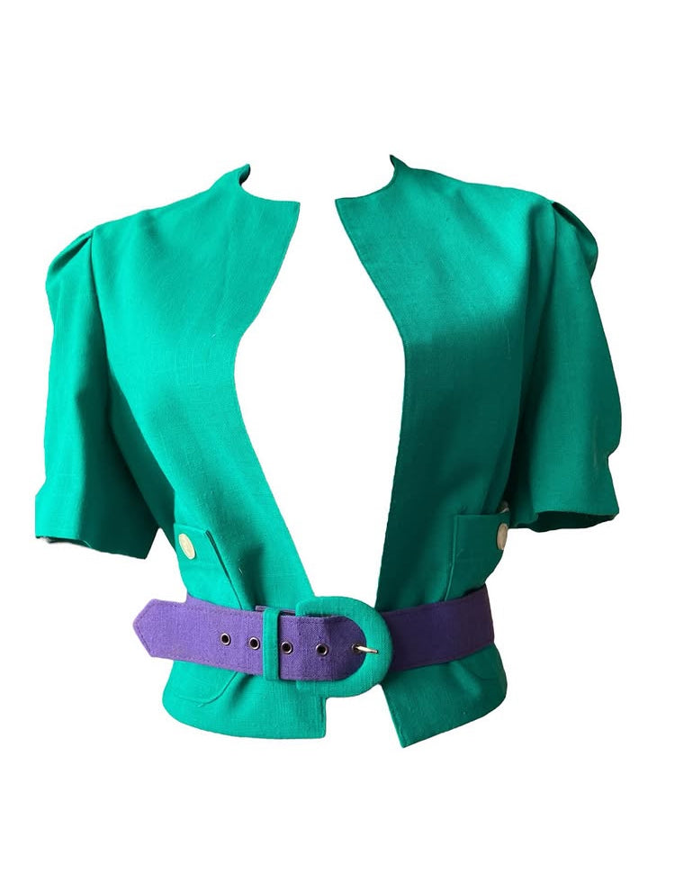 Vintage 80s Cropped Belted Jacket