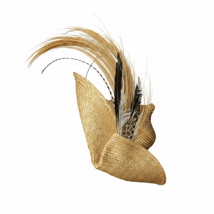 Vintage Straw 1980s Fascinator Feathered Hat