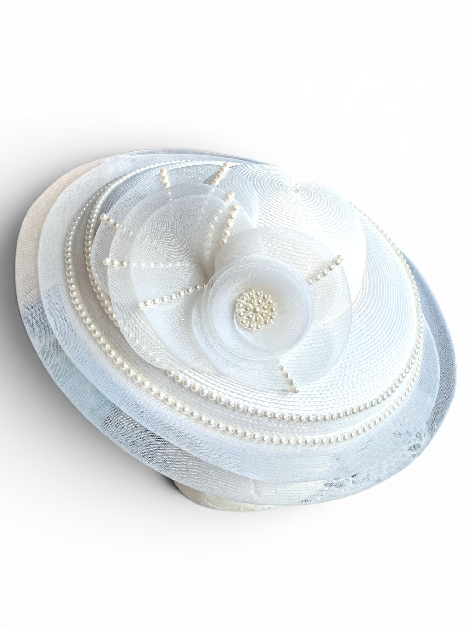 Vintage Straw Pearl Nylon Fascinator Hat