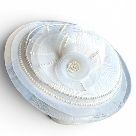 Vintage Straw Pearl Nylon Fascinator Hat