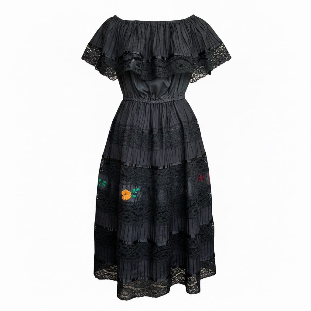 Vintage Off the Shoulder Spanish Dress
