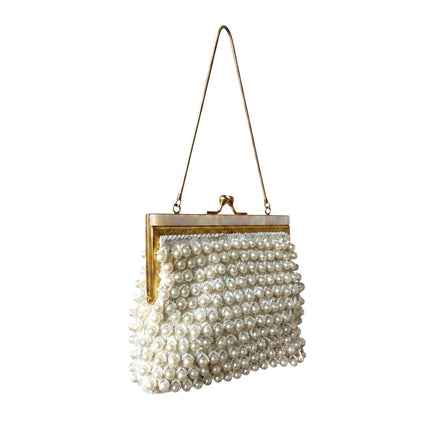 Vintage Mid-Century Gold Faux Pearl Purse