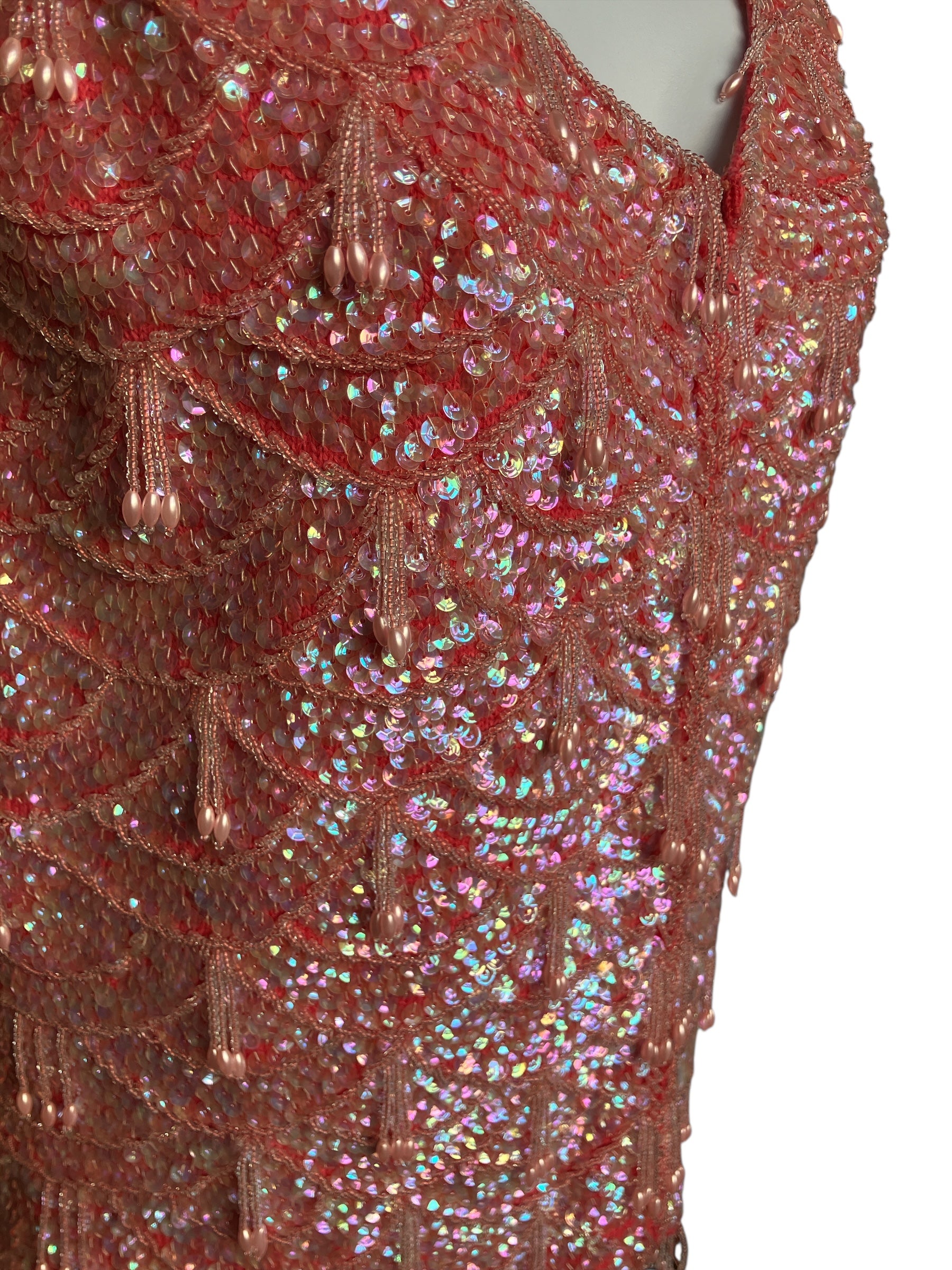 Vintage MCM 1950s Beaded Wool Knit Tank