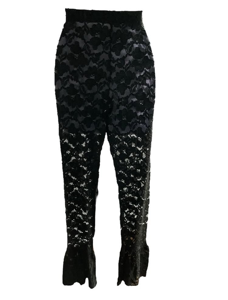 Vintage Black Lace Bell bottom Pants