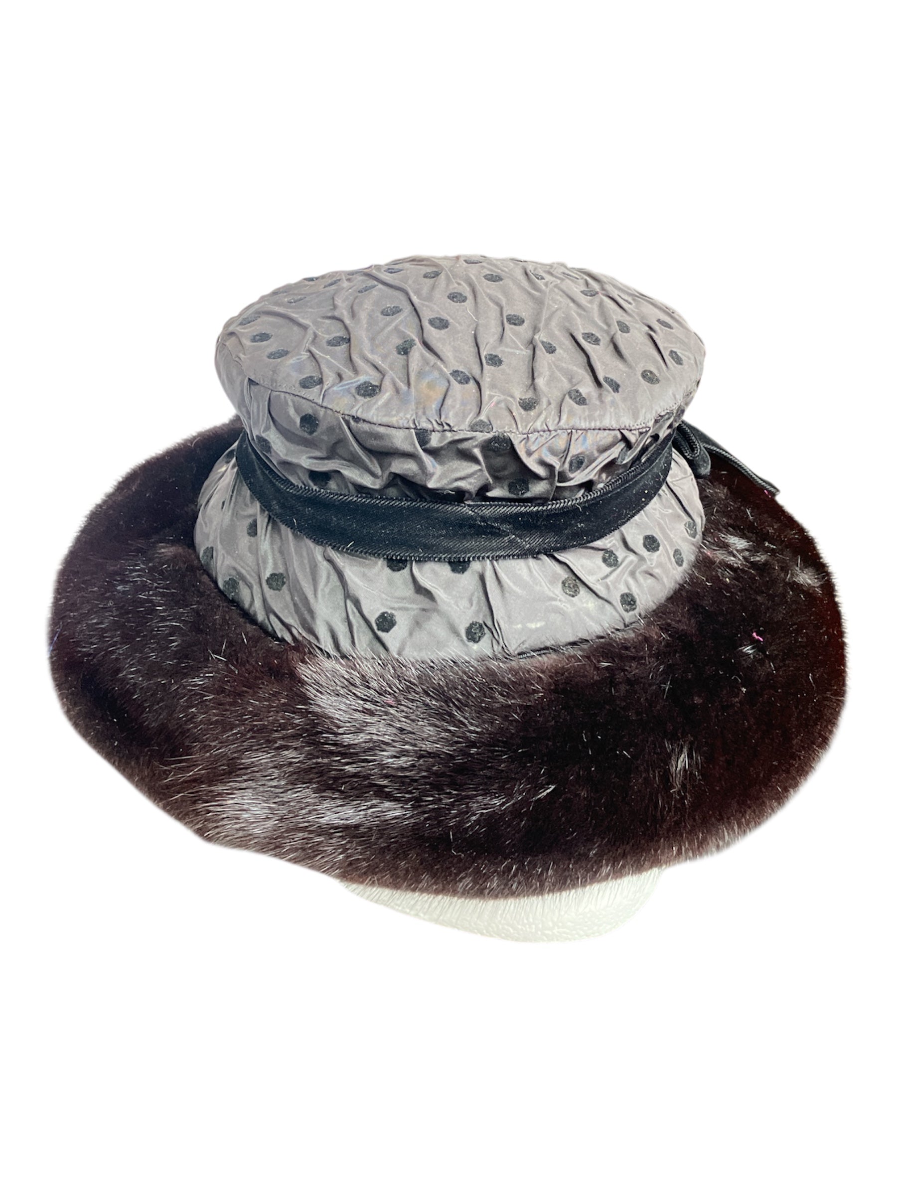 Vintage 1920s Mink Fur Pooka Dot Hat
