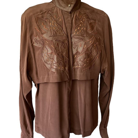 Vintage Rare Leather Silk blouse