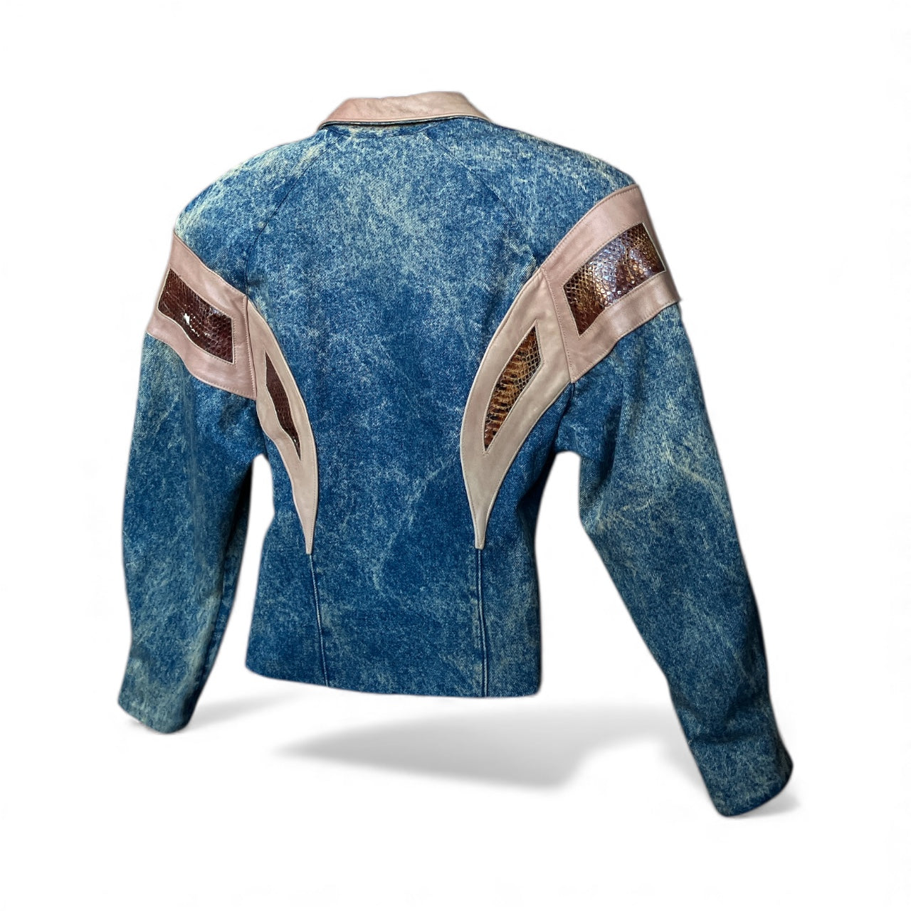 Vintage 1980s Denim Acidwash Snakeskin Jacket