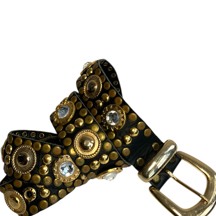 Vintage Gold Bejeweled Leather Belt
