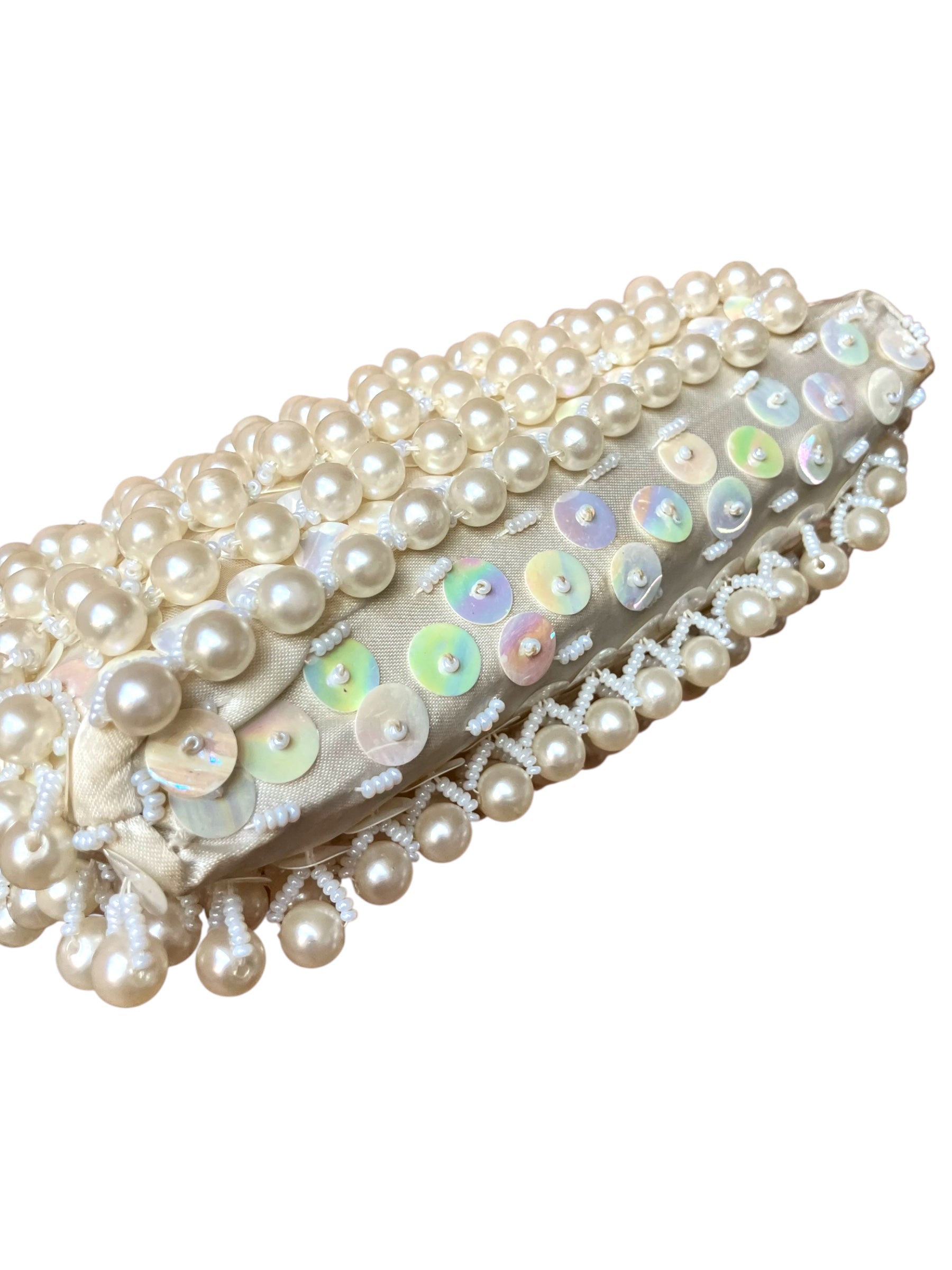 Vintage Mid-Century Gold Faux Pearl Purse