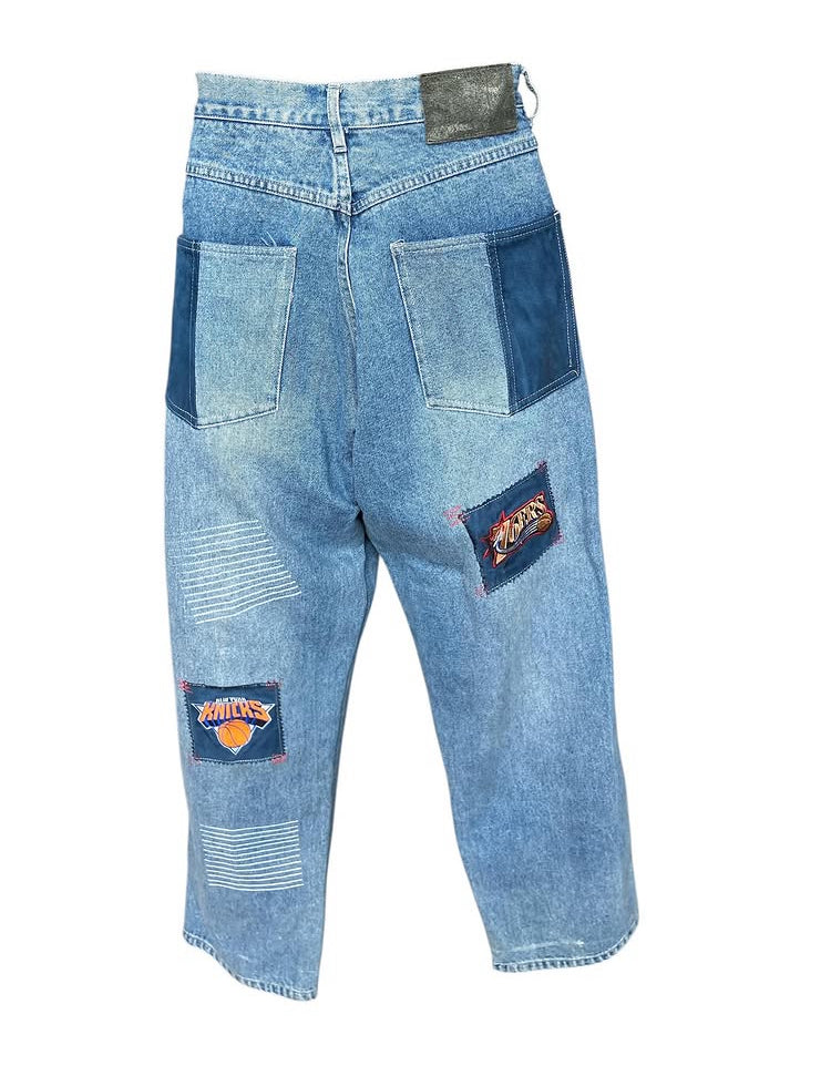 Vintage Y2K NBA Patchwork Denim