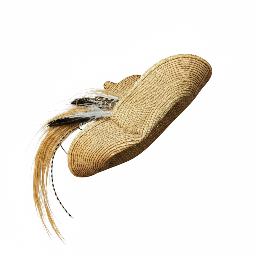 Vintage Straw 1980s Fascinator Feathered Hat