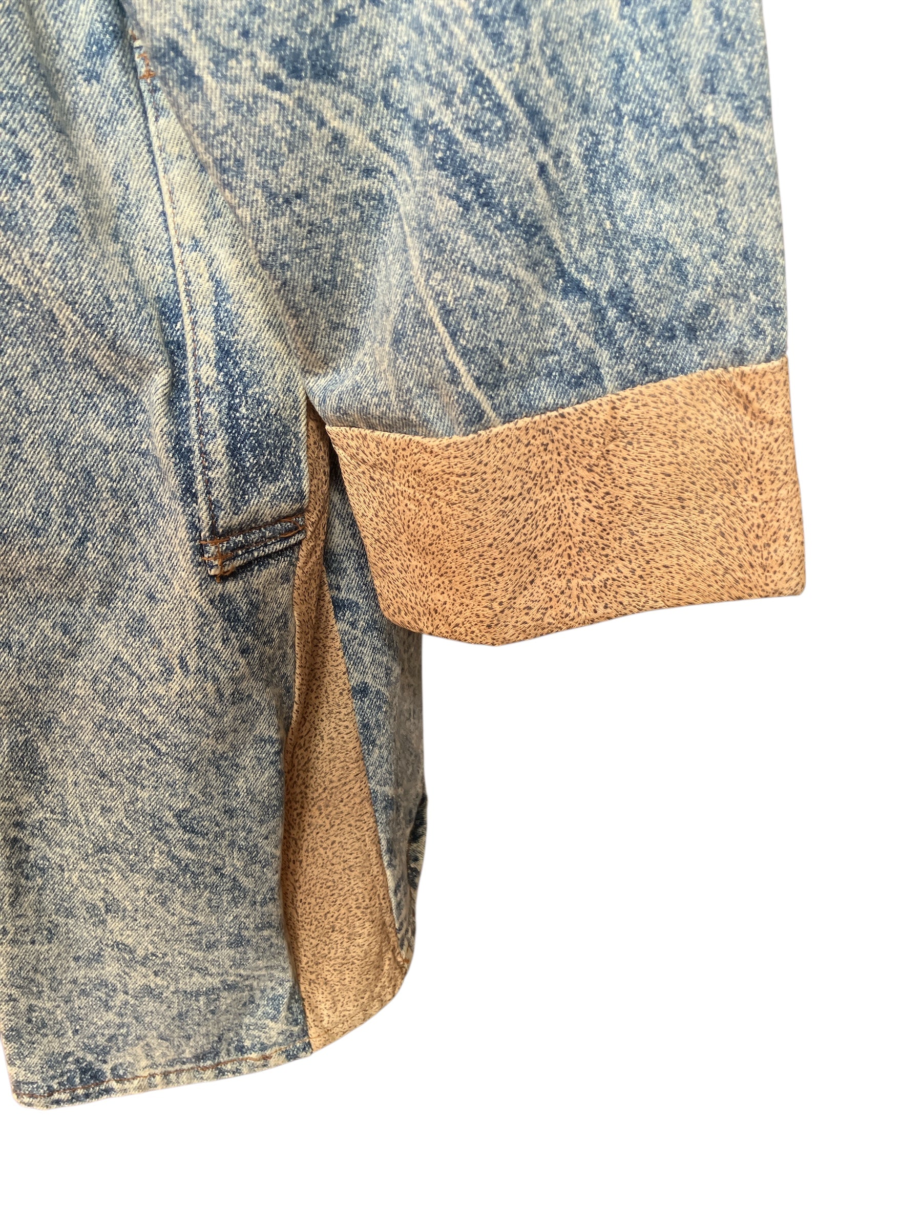 Vintage 1980s Oversized Stonewash Denim Leather Coat