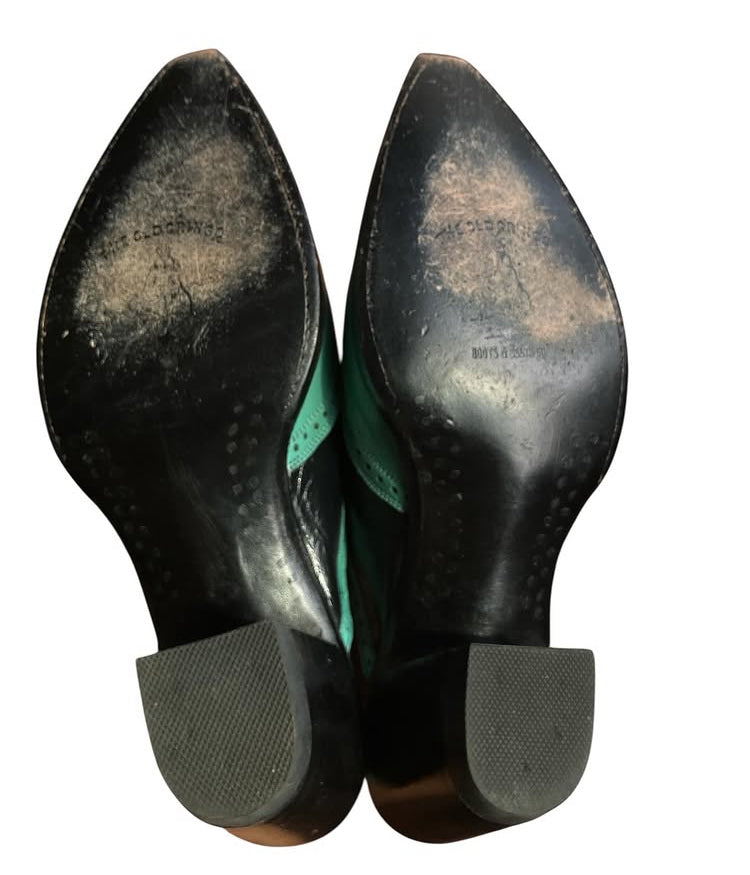 Vintage Turquoise Leather Mules