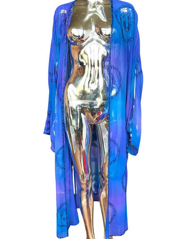 Vintage 90s Hand-Beaded Sheer Duster