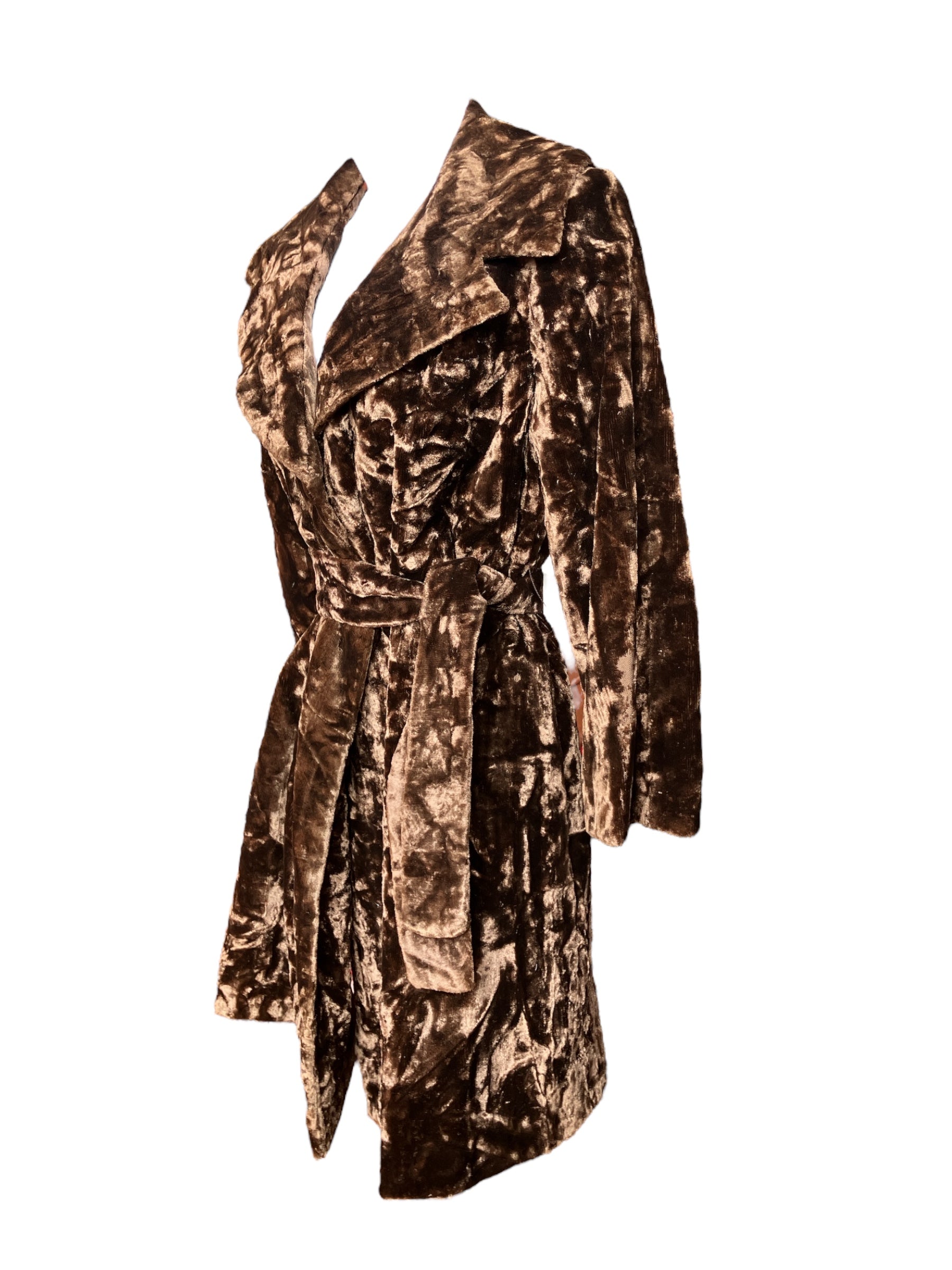 Vintage 1960s Crushed Velvet Trench Coat