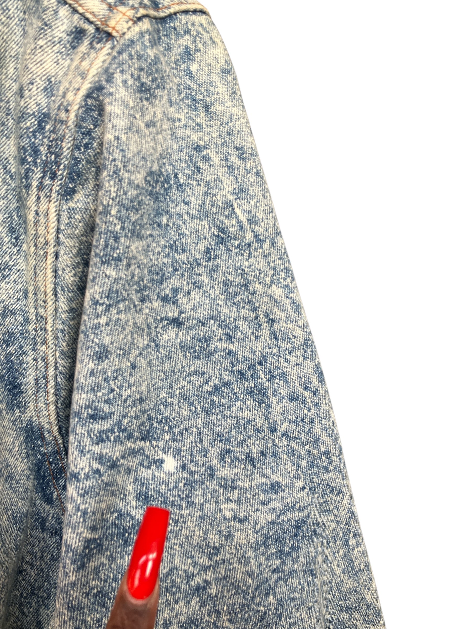 Vintage 1980s Oversized Stonewash Denim Leather Coat