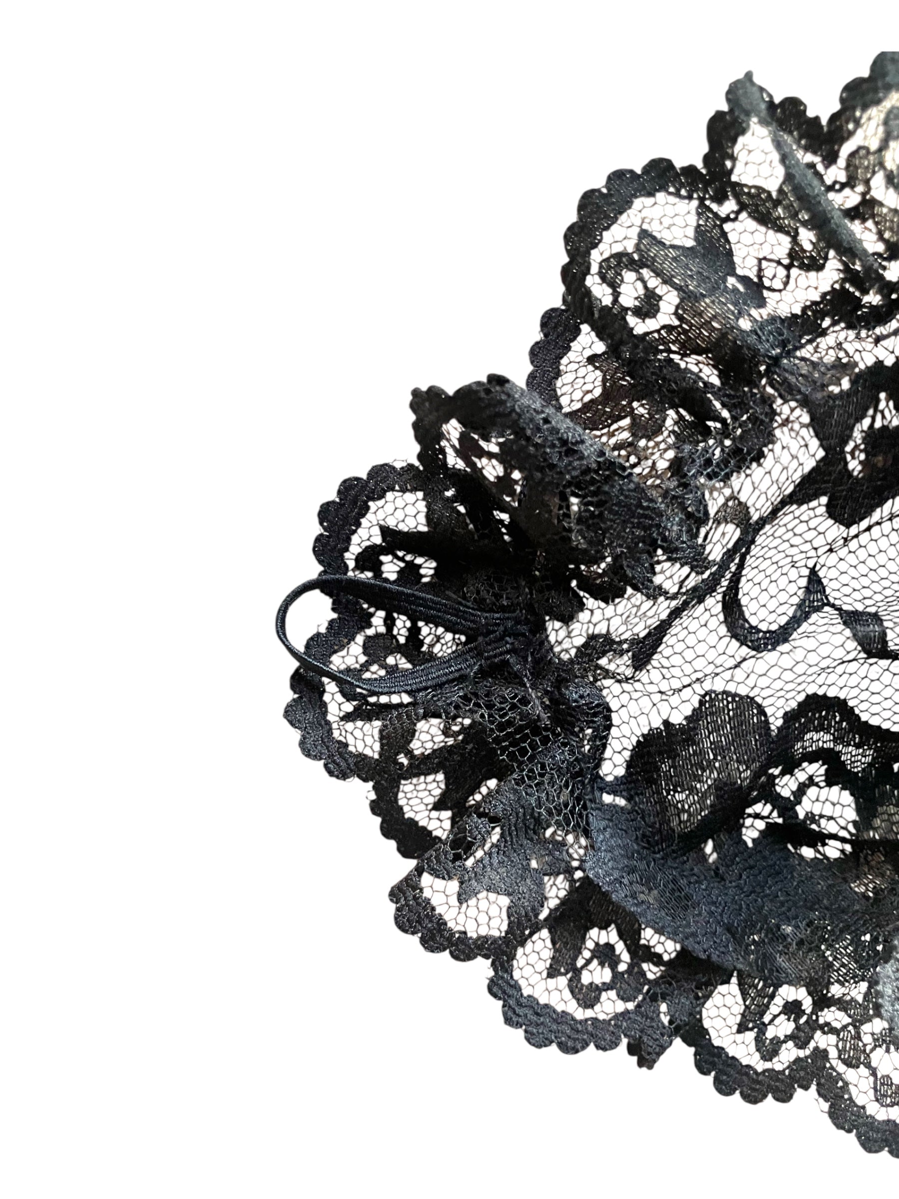 Vintage 1980s Black Bridal Lace Gloves