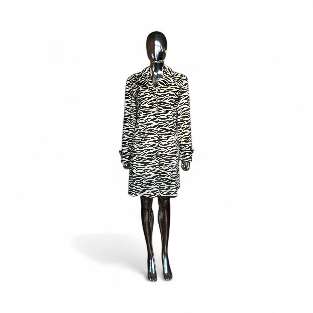 Vintage Y2K Zebra Print Trench Coat