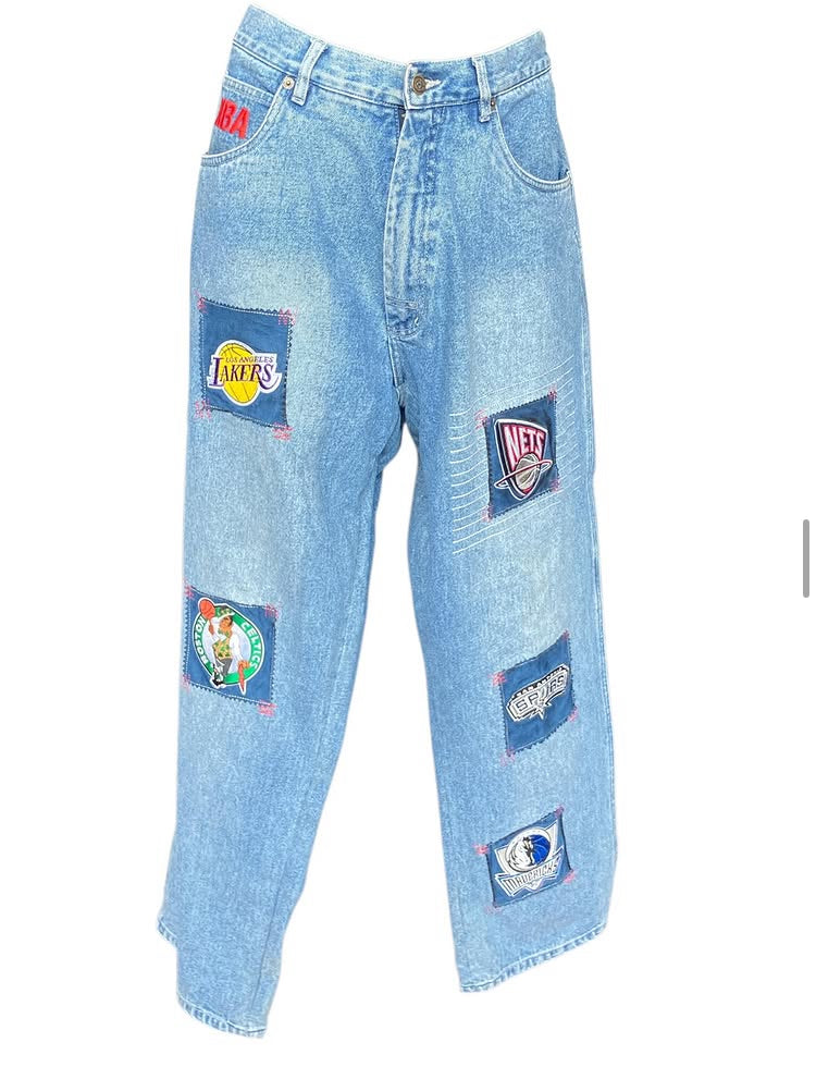 Vintage Y2K NBA Patchwork Denim