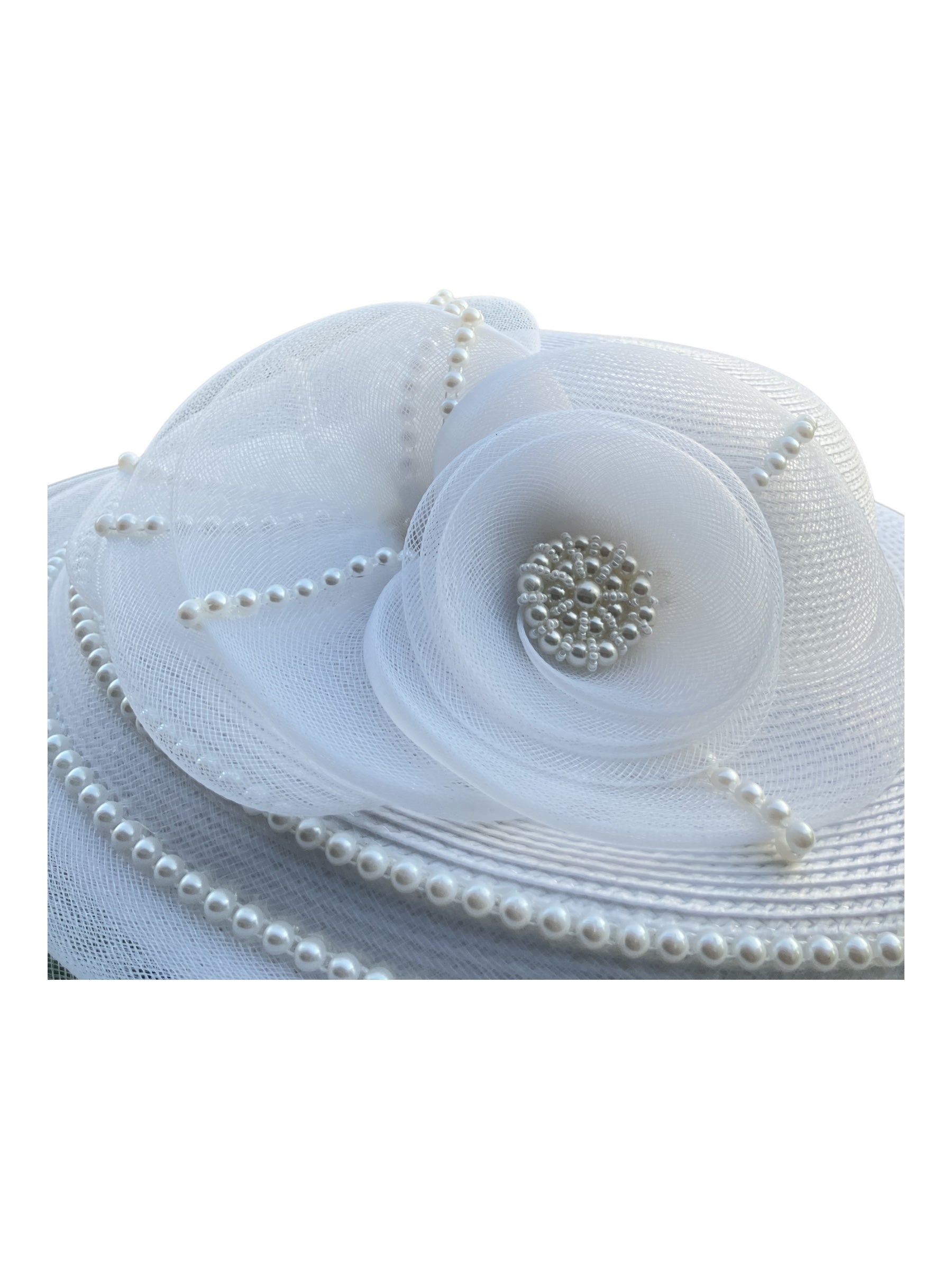 Vintage Straw Pearl Nylon Fascinator Hat