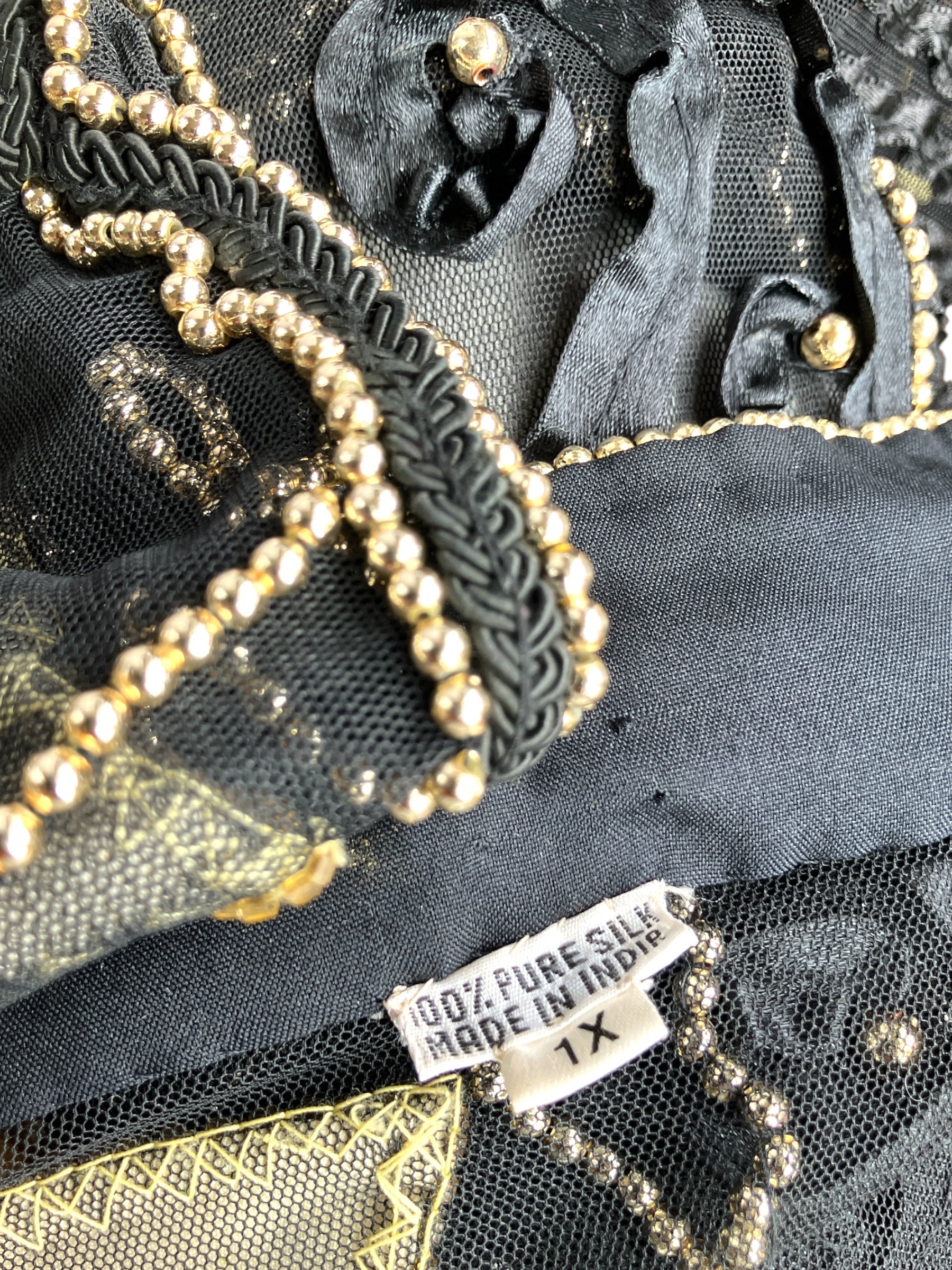 Vintage 80s Sheer Embroidered Sequin Mid Length Duster